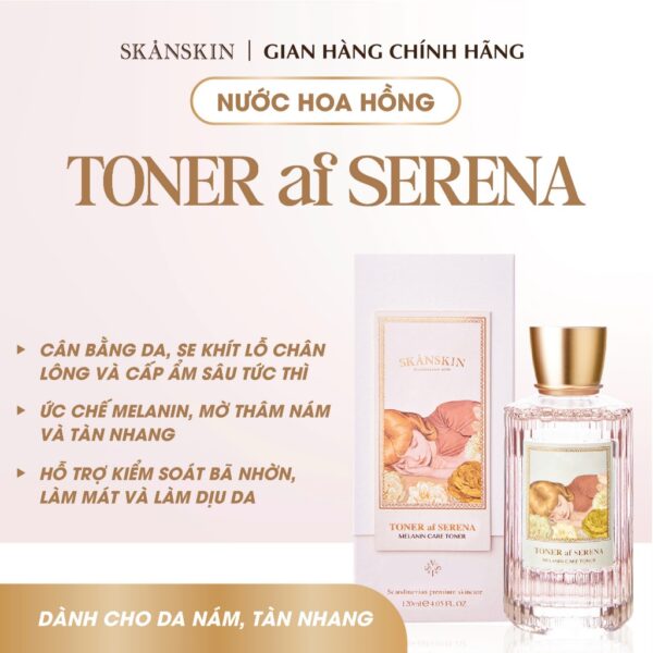 Toner Cấp Ẩm Mờ Thâm, Nám, Tàn Nhang Chống Lão Hoá Da Cân Bằng Da Skanskin Skandi Navisk Toner af Serena 120ml