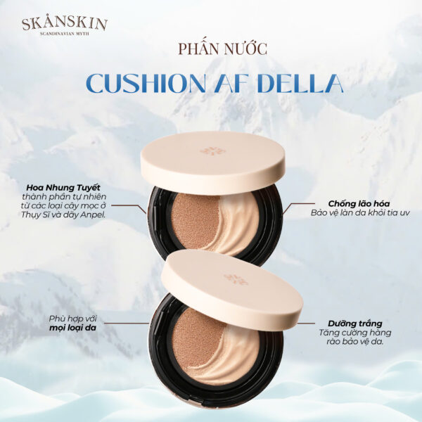 Phấn Nước Siêu Che phủ, Nâng Tông, Dưỡng Trắng, Chống Nắng SKANSKIN Cushion af DELLA SPF40+ PA++ (1 lõi x 11g) - Hình ảnh 2