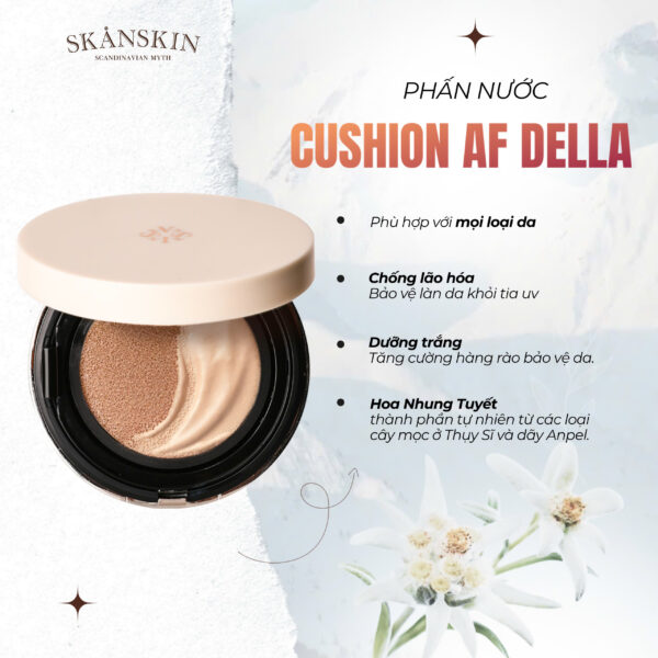 Phấn Nước Siêu Che phủ, Nâng Tông, Dưỡng Trắng, Chống Nắng SKANSKIN Cushion af DELLA SPF40+ PA++ (1 lõi x 11g) - Hình ảnh 3