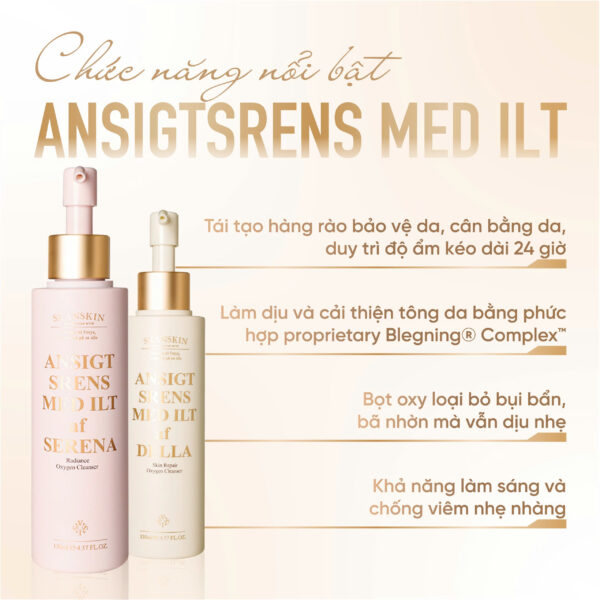 ANSIGTSRENS MED ILT af SERENA<br> <span style="color:#C8985A;">Sữa rửa mặt Oxygen (130ml)</span> - Hình ảnh 4