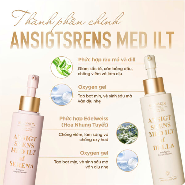 ANSIGTSRENS MED ILT af SERENA<br> <span style="color:#C8985A;">Sữa rửa mặt Oxygen (130ml)</span> - Hình ảnh 5