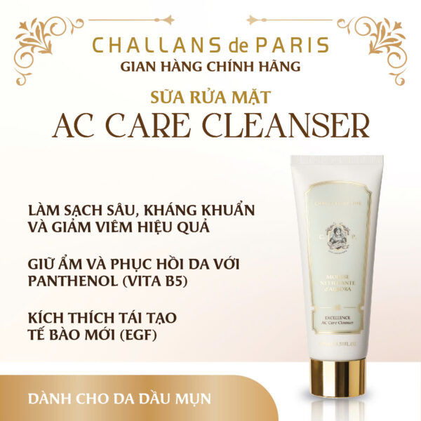 Sữa Rửa Mặt Challans de Paris Excellence AC Care Cleanser Cho Da Dầu Mụn Nhạy Cảm (100ML)