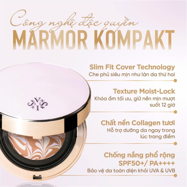 Phấn Tươi Skanskin Marmor Kompakt af Alina SPF 50+/ PA ++++ - Hình ảnh 7